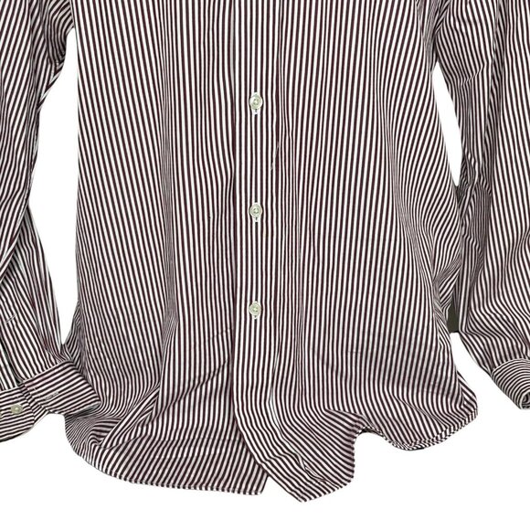 Ralph Lauren Mens Button Front Shirt Red White Stripes Collar Size 16 1/2 34/35 - Picture 4 of 7